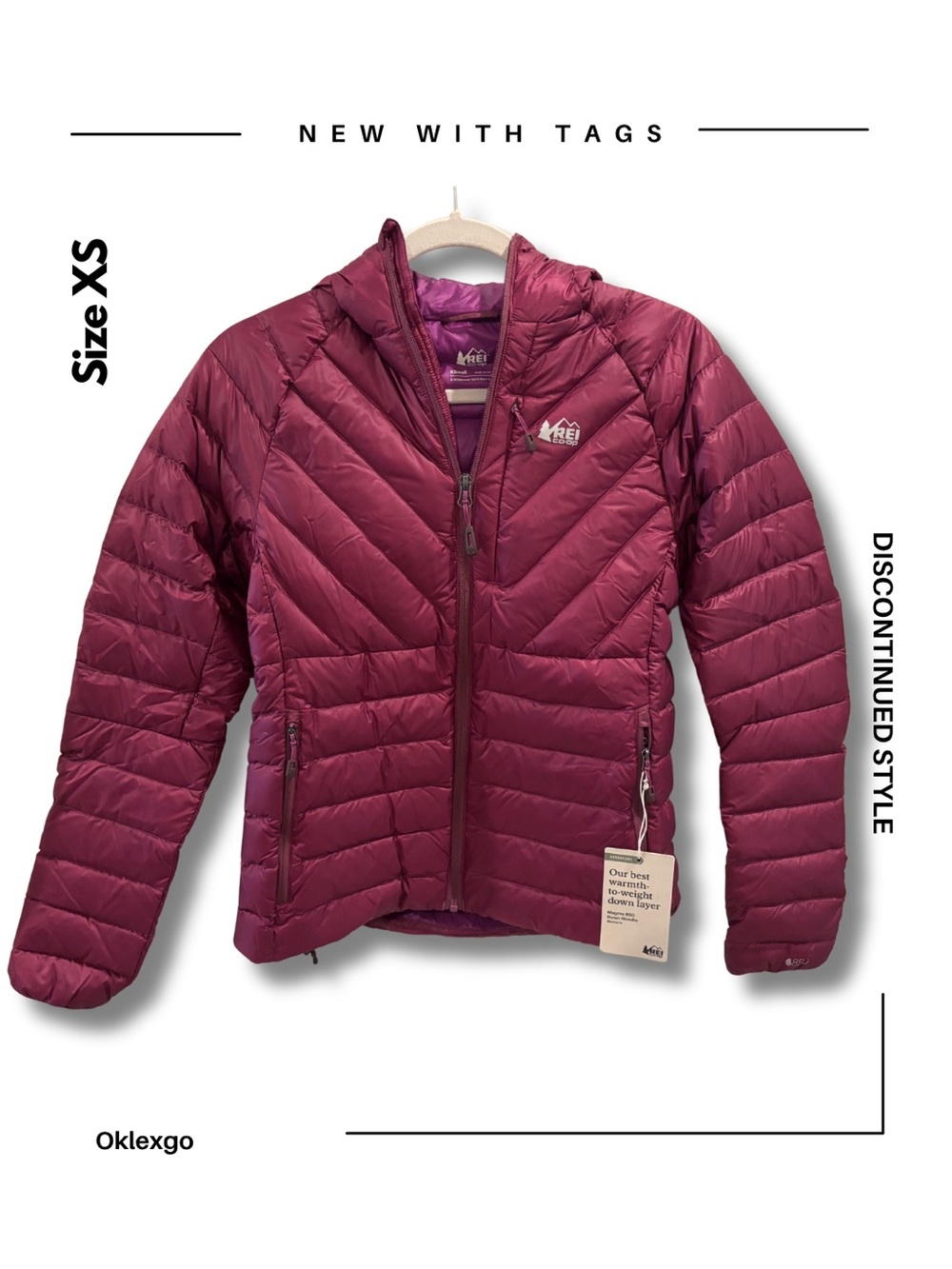 REI Co-op Magma 850 Down Hoodie Women’s XS Wood Violet NWT Discontinued Sold Out